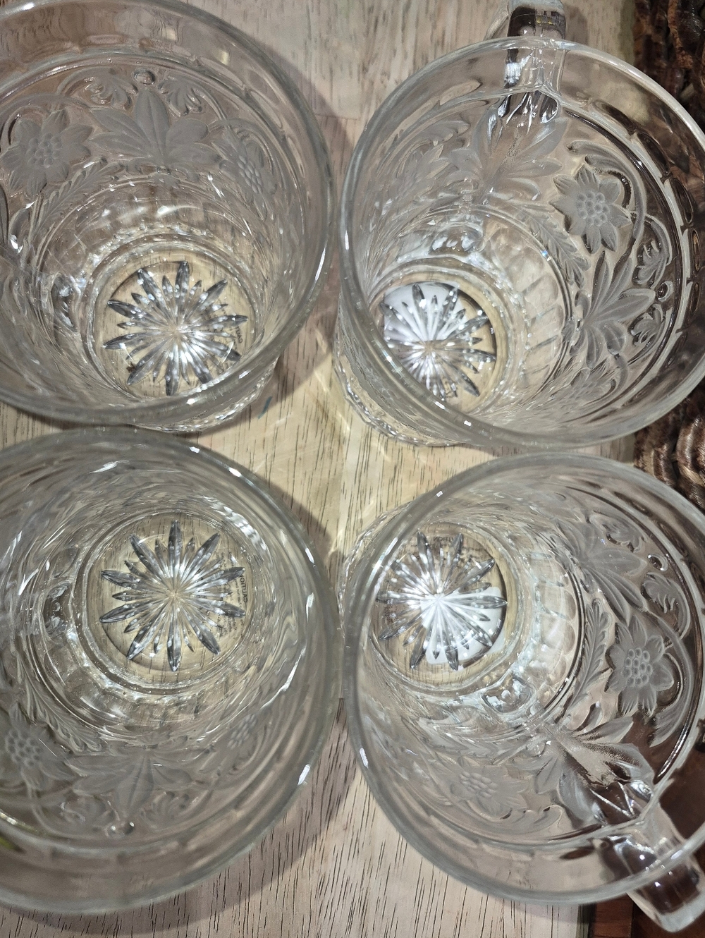RARE MIKASA Glasses Floral Trellis Satin Starburst Bottom, New In Box - Picture 3 of 4
